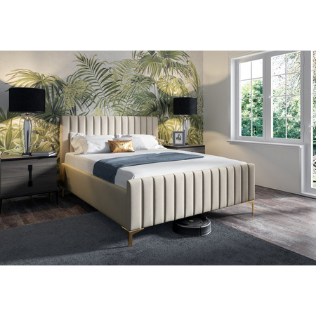 Posteľ RUBY 25 STANDARD 140x200 cm - zlaté nohy Krémová