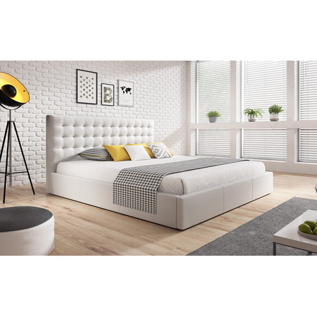 Čalúnená posteľ VERO rozmer 160x200 cm - Eko-koža Biela
