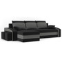 Rozkladacia rohová sedacia súprava s taburetkami Hewlet Čierna/šedá Ľavá
