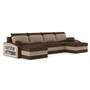 Veľká rohová rozkladacia sedacia súprava s poličkou SPARTAN Hnedá/cappuccino