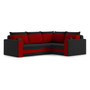 Rohová rozkladacia sedacia súprava MANALI Čierna/červená Pravá