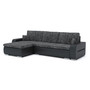 Rozkladacia rohová sedacia súprava TORONTO PORTO Tmavo sivá/čierna eko-koža Ľavá