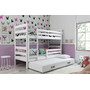 Detská poschodová posteľ s výsuvnou posteľou ERYK 200x90 cm Biela Biela