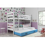 Detská poschodová posteľ s výsuvnou posteľou ERYK 200x90 cm Modrá Biela