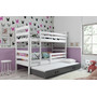 Detská poschodová posteľ s výsuvnou posteľou ERYK 200x90 cm Sivá Biela