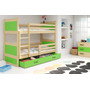 Detská poschodová posteľ RICO 160x80 cm Zelená Borovica