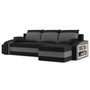 Rozkladacia rohová sedacia súprava s taburetkami a poličkou HEWLET Čierna/šedá Pravá