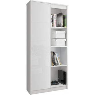 Regál R 80cm CLP 1 dvierka 6 poličky biely lesk