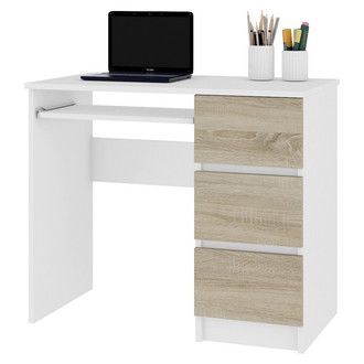 Počítačový stôl A-6 pravý biely/sonoma