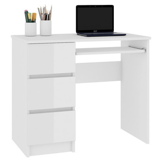 Počítačový stôl A-6 lesk ľavý biely