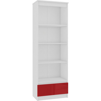 Regál R 60 cm CLP 1 zásuvka 4 poličky červený lesk