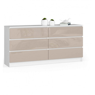 Komoda K160 6SZ cappuccino lesk biela