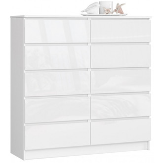 Komoda K120 10SZ biely lesk biela