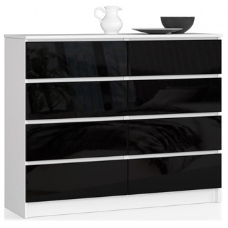 Komoda K120 8SZ čierny lesk biela