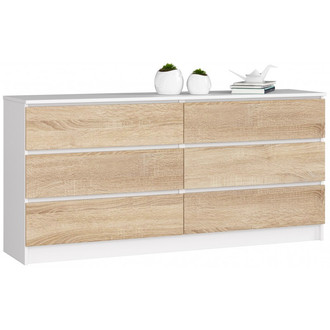 Komoda K160 6SZ biela / sonoma