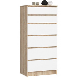 Komoda K60 6SZ sonoma / biela