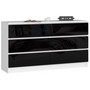 Komoda K120 6SZ CLP-lesklá čierna/biela