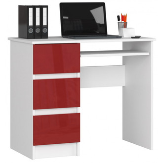 Počítačový stôl A-6 ľavá biela/červená lesk