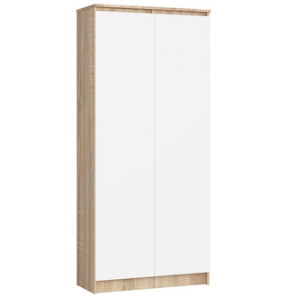 Regál R 80 cm CLP 2 dvierka 8 poličiek dub sonoma/biela