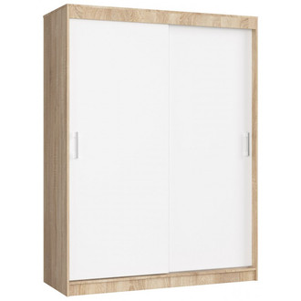 Šatníková skriňa posuvná 150 cm CLP MONO dub sonoma/biela