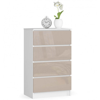 Komoda K60 4SZ biela/cappuccino lesk