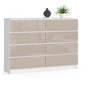 Komoda K140 8SZ biela/cappuccino lesk