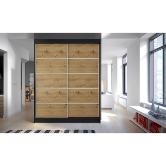 Šatníková skriňa CAMINO IV šírka 150 cm - čierna/dub artisan