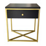 Nočný stolík GOLDEN II - čierna matná/zlatá