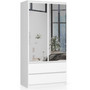 Šatníková skriňa so zrkadlami S90 2 dvierka 2 zásuvky, biela