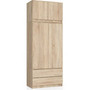 Šatníková skriňa s nadstavbou S90 2 dvierka 2 zásuvky dub sonoma