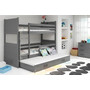 Detská poschodová posteľ s výsuvnou posteľou RICO 160x80 cm Sivá Sivá