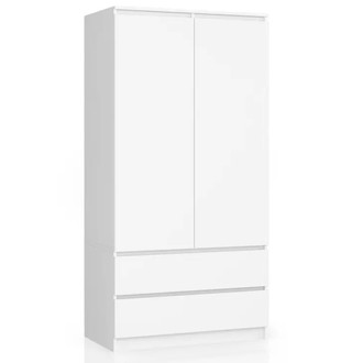 Šatníková skriňa S90 2 dvierka 2 zásuvky biela