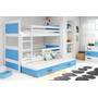 Detská poschodová posteľ s výsuvnou posteľou RICO 160x80 cm Modrá Biela - galéria #5