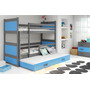 Detská poschodová posteľ s výsuvnou posteľou RICO 160x80 cm Sivá Biela - galéria #2