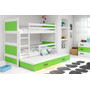 Detská poschodová posteľ s výsuvnou posteľou RICO 190x80 cm Zelená Biela - galéria #5