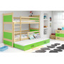 Detská poschodová posteľ s výsuvnou posteľou RICO 160x80 cm Zelená Biela - galéria #1