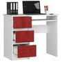 Počítačový stôl A-6 ľavá biela/červená lesk - galéria #2