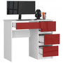 Počítačový stôl A7 pravá biela/červená lesk - galéria #2