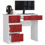 Počítačový stôl A7 ľavá biela/červená lesk - galéria #1