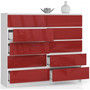 Komoda K140 10SZ biela/červená lesk - galéria #1