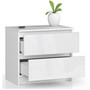 Nočný stolík K60 2S - biela/biela lesk - galéria #1