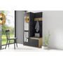 Predsieňová stena AMI 13 Čierna So zrkadlom Dub artisan/čierna