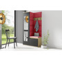 Predsieňová stena AMI 13 Červená So zrkadlom Dub artisan/čierna