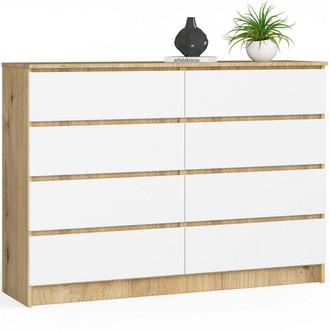 Komoda K140 8SZ - dub artisan/biela