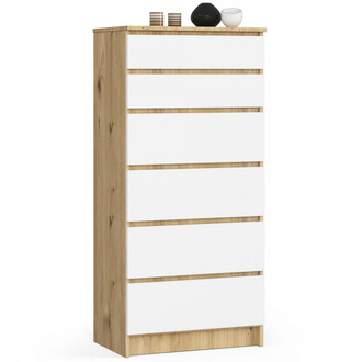 Komoda K60 6SZ - dub artisan/biela