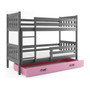 Detská poschodová posteľ CARINO s úložným priestorom 80x190 cm - grafit Ružová - galéria #2