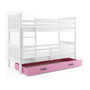 Detská poschodová posteľ CARINO s úložným priestorom 80x190 cm - biela Ružová - galéria #2