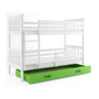 Detská poschodová posteľ CARINO s úložným priestorom 80x190 cm - biela Zelená - galéria #1