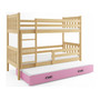 Detská posteľ CARINO s výsuvnou posteľou 80x190 cm - borovica Ružová - galéria #2