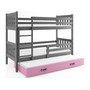 Detská posteľ CARINO s výsuvnou posteľou 80x190 cm - grafit Ružová - galéria #2